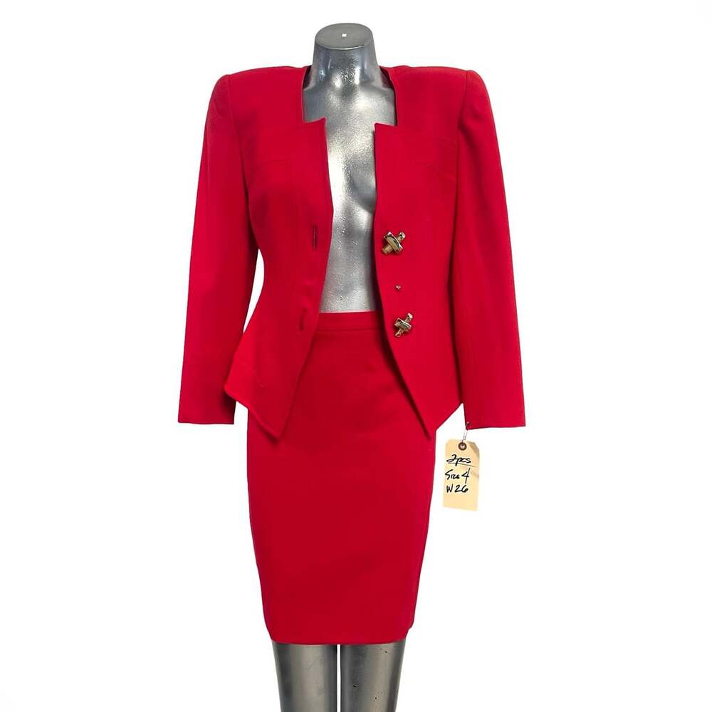 BICCI by Florine Wachter Skirt Suit Size 4 Red 2 Piece - Picture 2 of 10